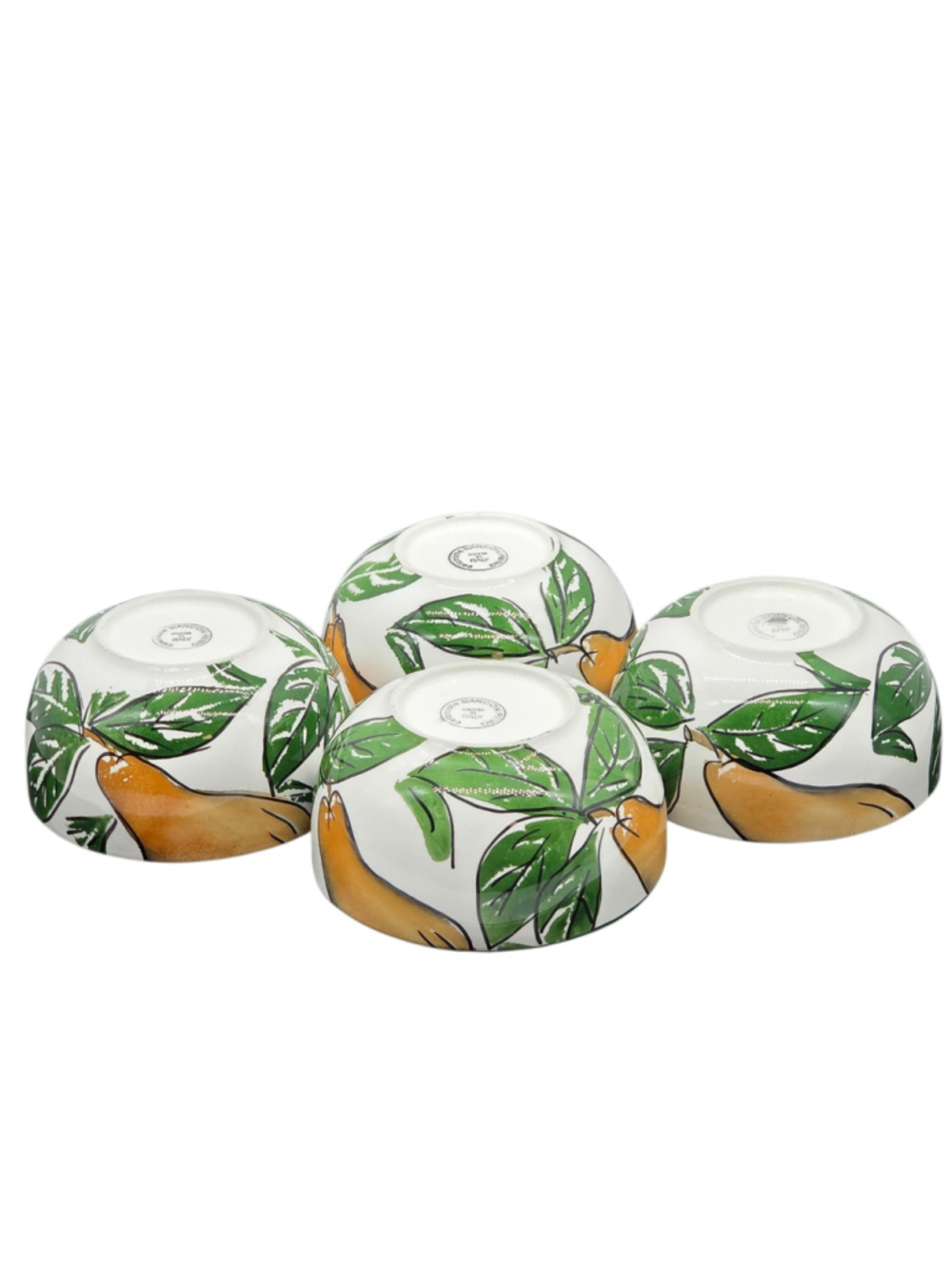 Italian Lemon Citrus Bowls Set 4 Hand Painted Tuscan Pottery Made In Italy